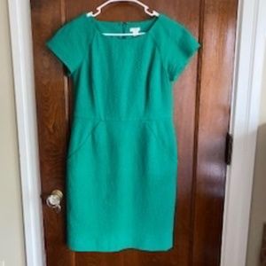 J. Crew Emerald Green Tweed Shift Dress